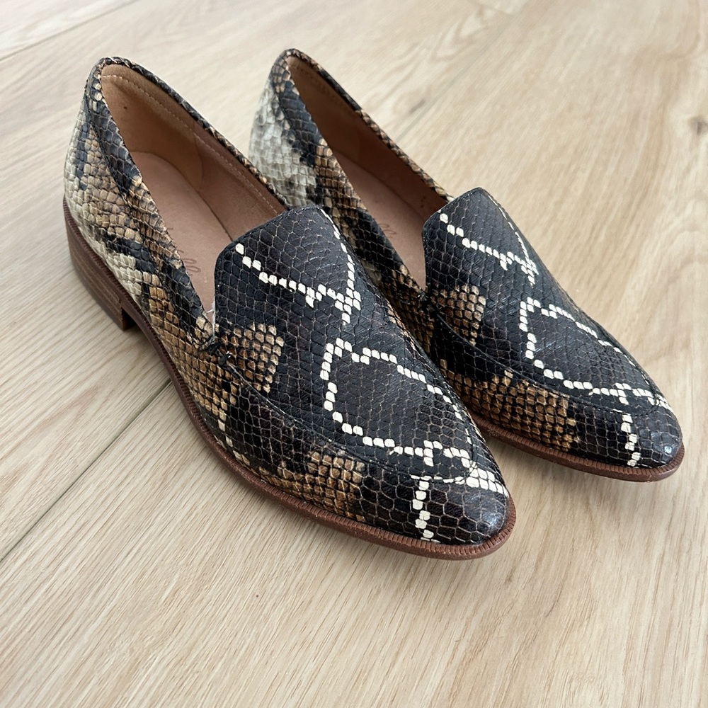 Madewell Women’s Loafers Flats Snakeskin Embossed Slip-on Leather  Shoes 5 35